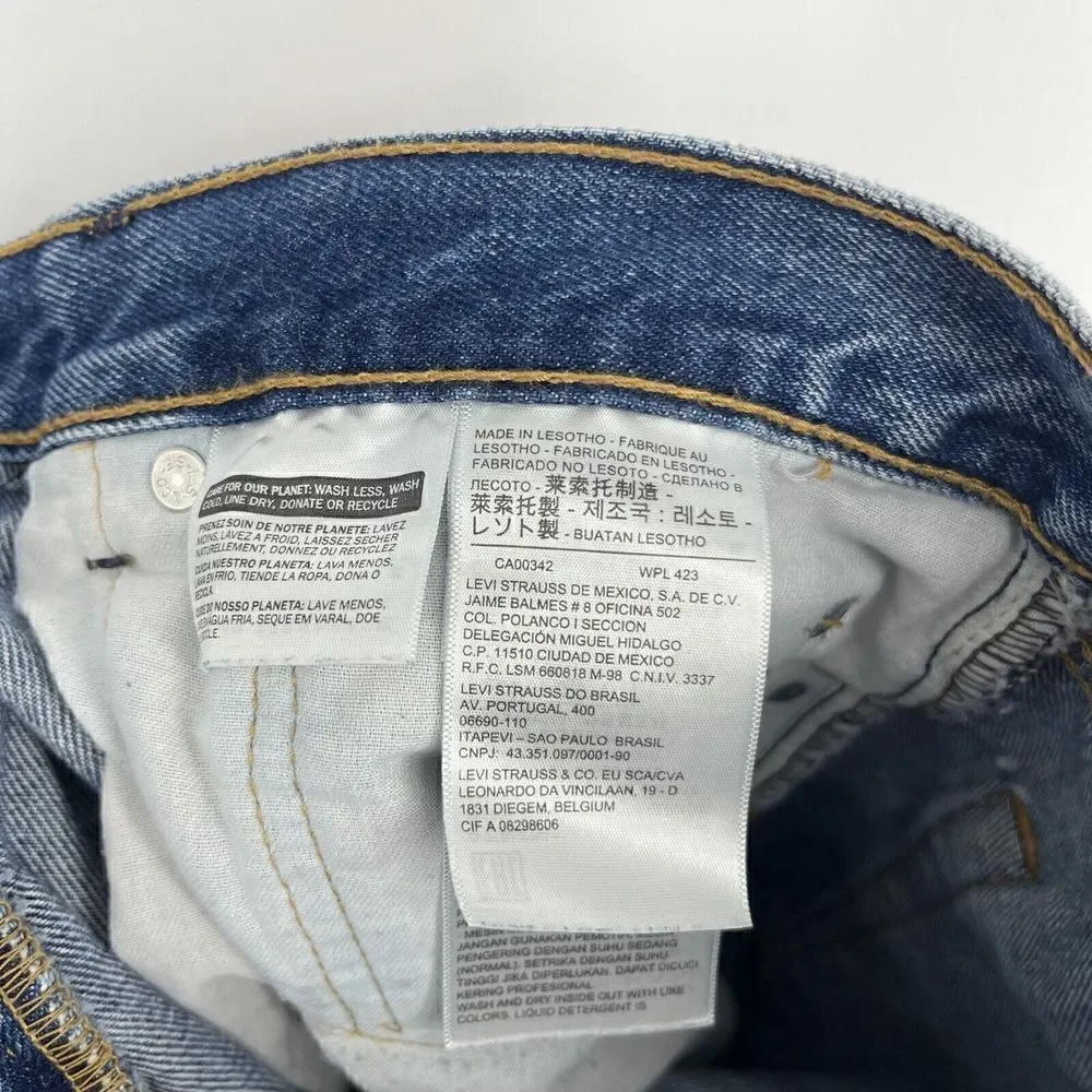 Levis 505 Jeans 36x32 Mens Faded Blue Distressed Denim Straight Leg Cotton